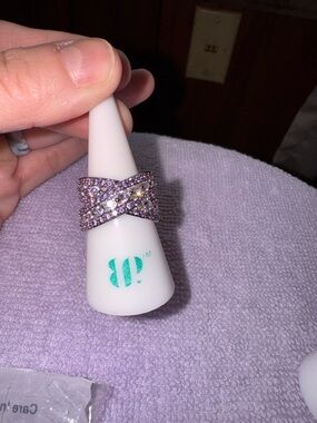 bp Pink Crystal Cross-Over Statement Ring